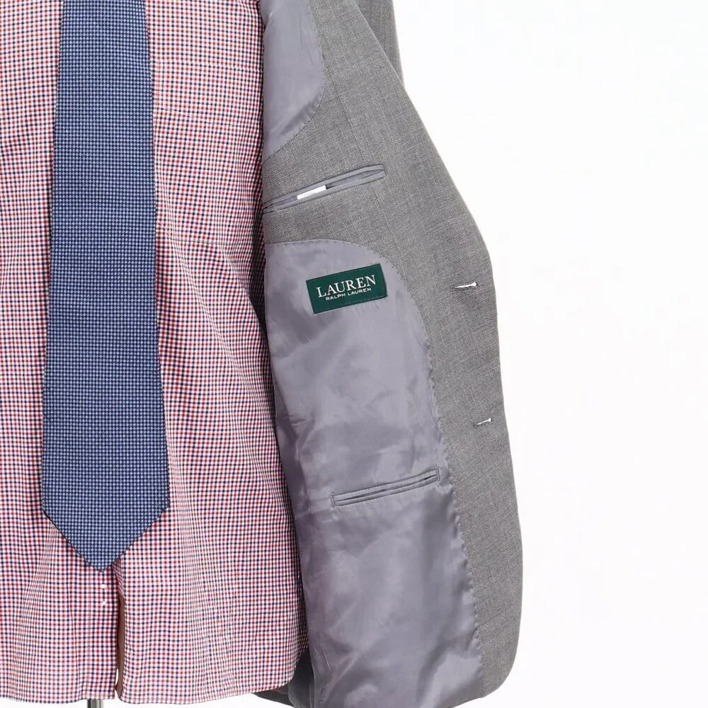 Ralph Lauren 46L Gray Solid 2-Button Sport Coat Blazer Jacket G636